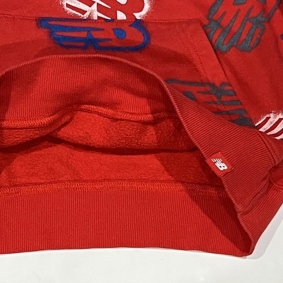 Kid’s Youth Red Pullover Red Hoodie Sweatshirt NB Graffiti Design Medium (10/12) - Picture 3 of 16